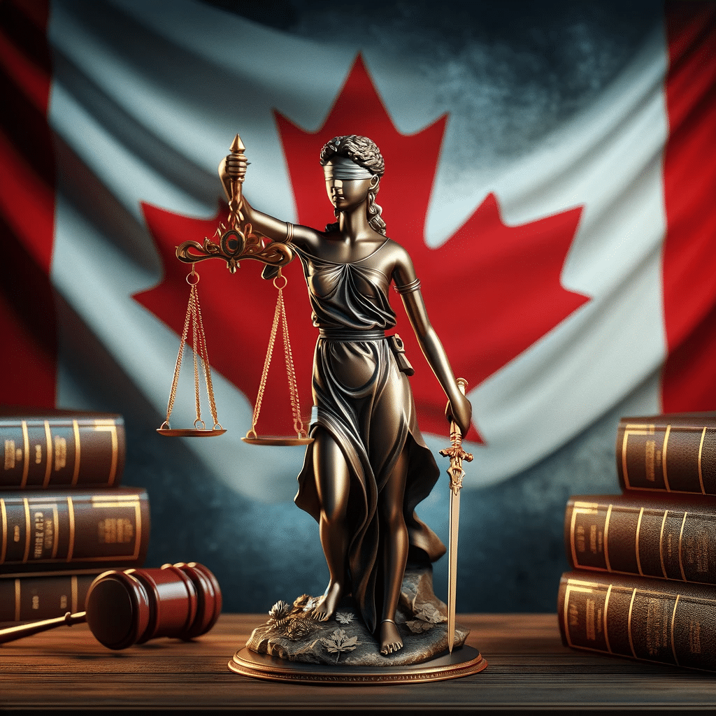 dall·e-2023-11-12-18.38.34-symbolic-representation-of-the-supreme-court-of-canada-with-the-scales-of-justice-canadian-flag-and-legal-books-in-the-background-high-quality-de